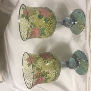 Mackenzie-Childs set of vintage wine glasses